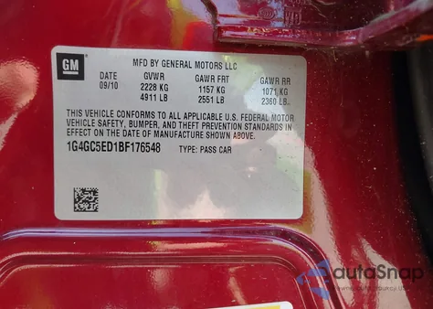 2011 Buick Lacrosse Cxl из США, поврежденный, VIN 1G4GC5ED1BF176548